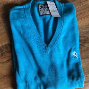 NEW! Express Men’s Cotton Aqua V-Neck Sweater